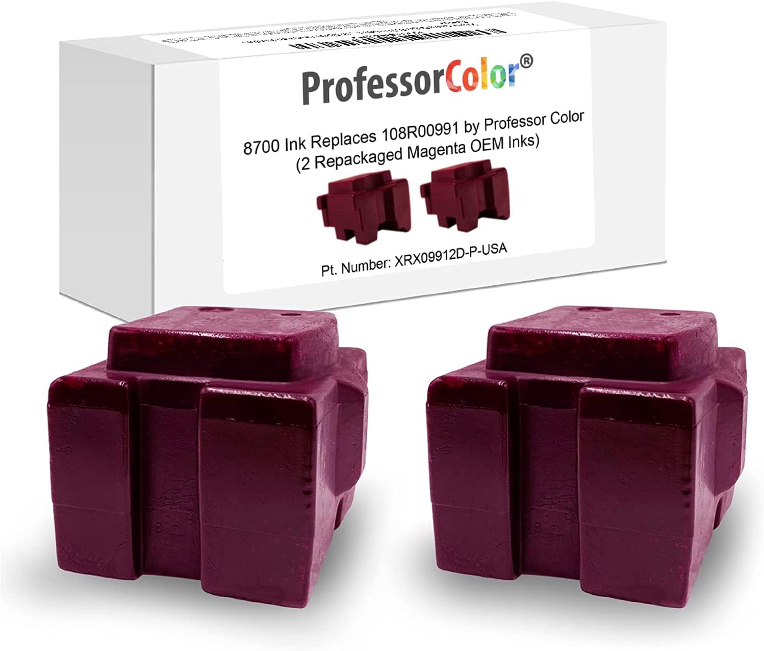 Professor Color Colorqube 8700 – Tinta que reemplaza 108R00991 (2 tintas magenta OEM reempaquetadas), el paquete incluye llave de derivación para su