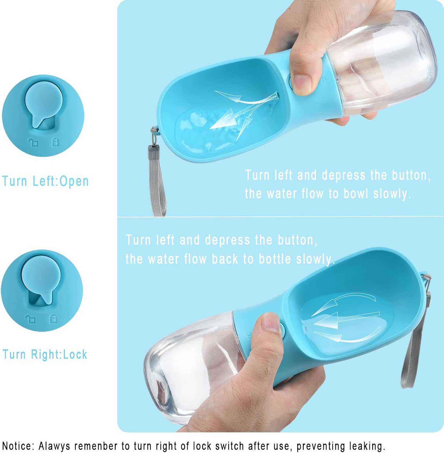 Cibaabo Botella de agua para perros con contenedor de alimentos, cuenco de agua para cachorros de viaje, dispensador portátil para mascotas,