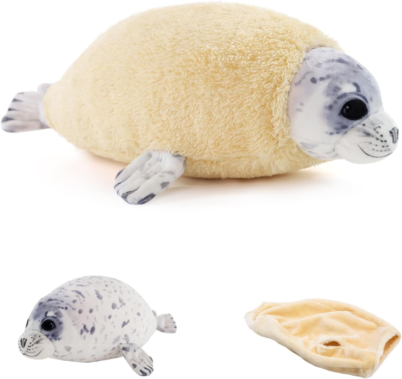 Almohada de felpa de sello de molting de 20 pulgadas, peluches de sello gordito para niños y niñas, almohada para niños, lindos peluches de animales