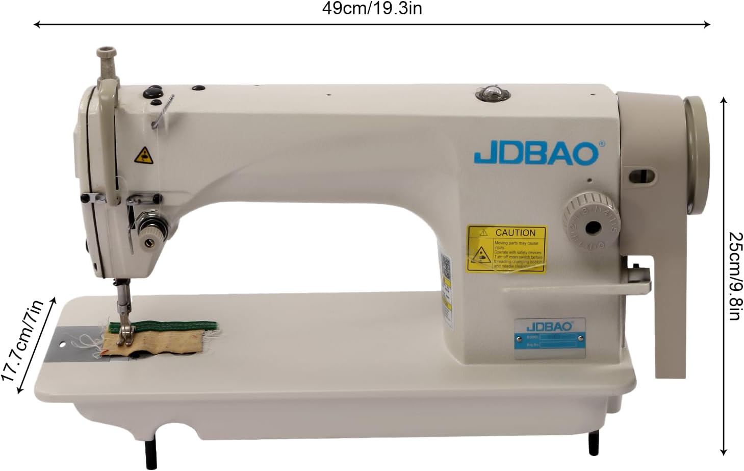 Máquina de coser industrial, máquina de coser resistente de 550 W con panel transparente y pantalla LED, distancia de puntada ajustable y velocidad
