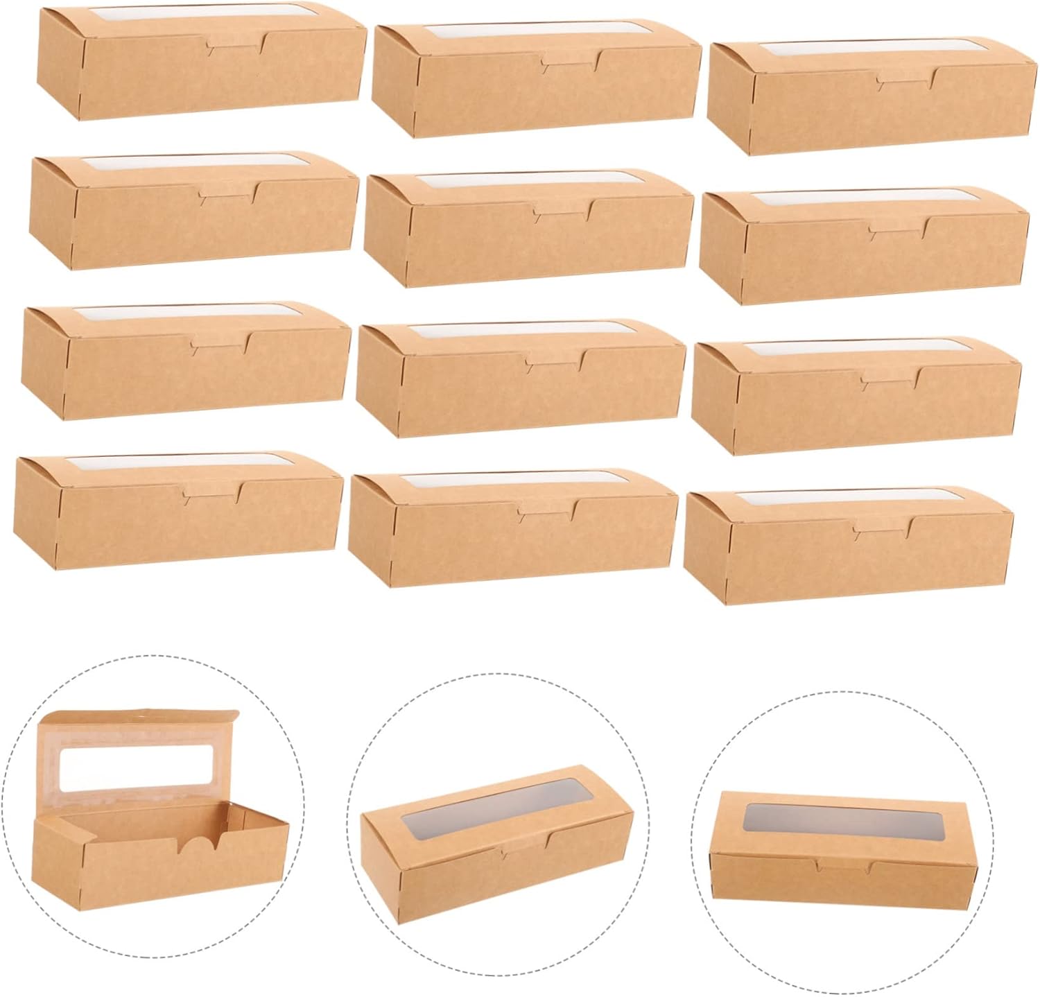 Abaodam Contenedor de embalaje para magdalenas, 60 piezas, donas, contenedor de regalo, caja de postre Kraft, muffins, macarrones, galletas, chispas