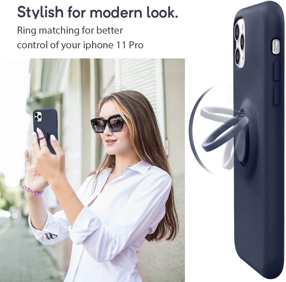 MOCCA – Funda protectora con soporte de anillo, antiarañazos, con forro de microfibra suave, de silicona, de cuerpo completo y a prueba de golpes