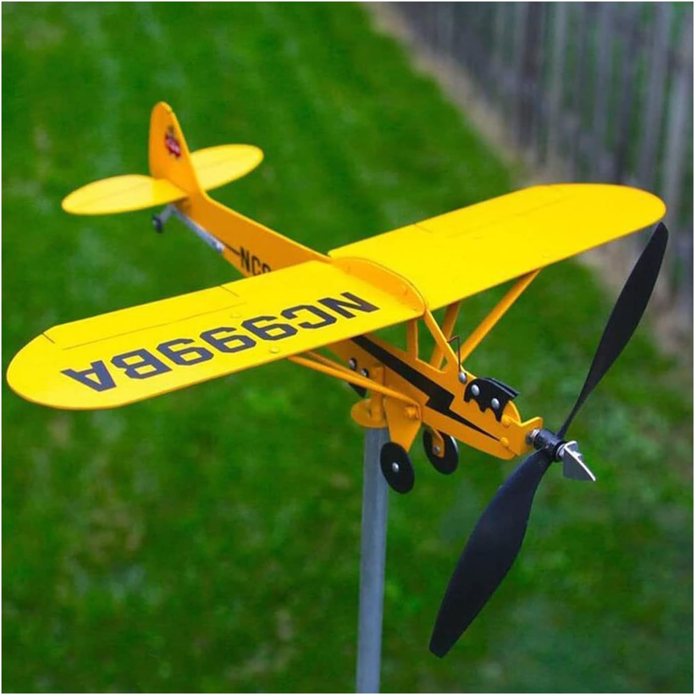 Piper J3 Cub Airplane – Veleta de viento 3D única, molino de viento de metal para decoración de jardín, patio, regalos para amantes del vuelo (7.9 x