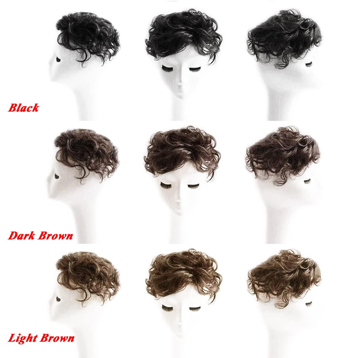 Peluca de cabello humano corto para mujer, con cierre de cabello rizado, postizo superior con clip, pieza de repuesto de cabello natural para