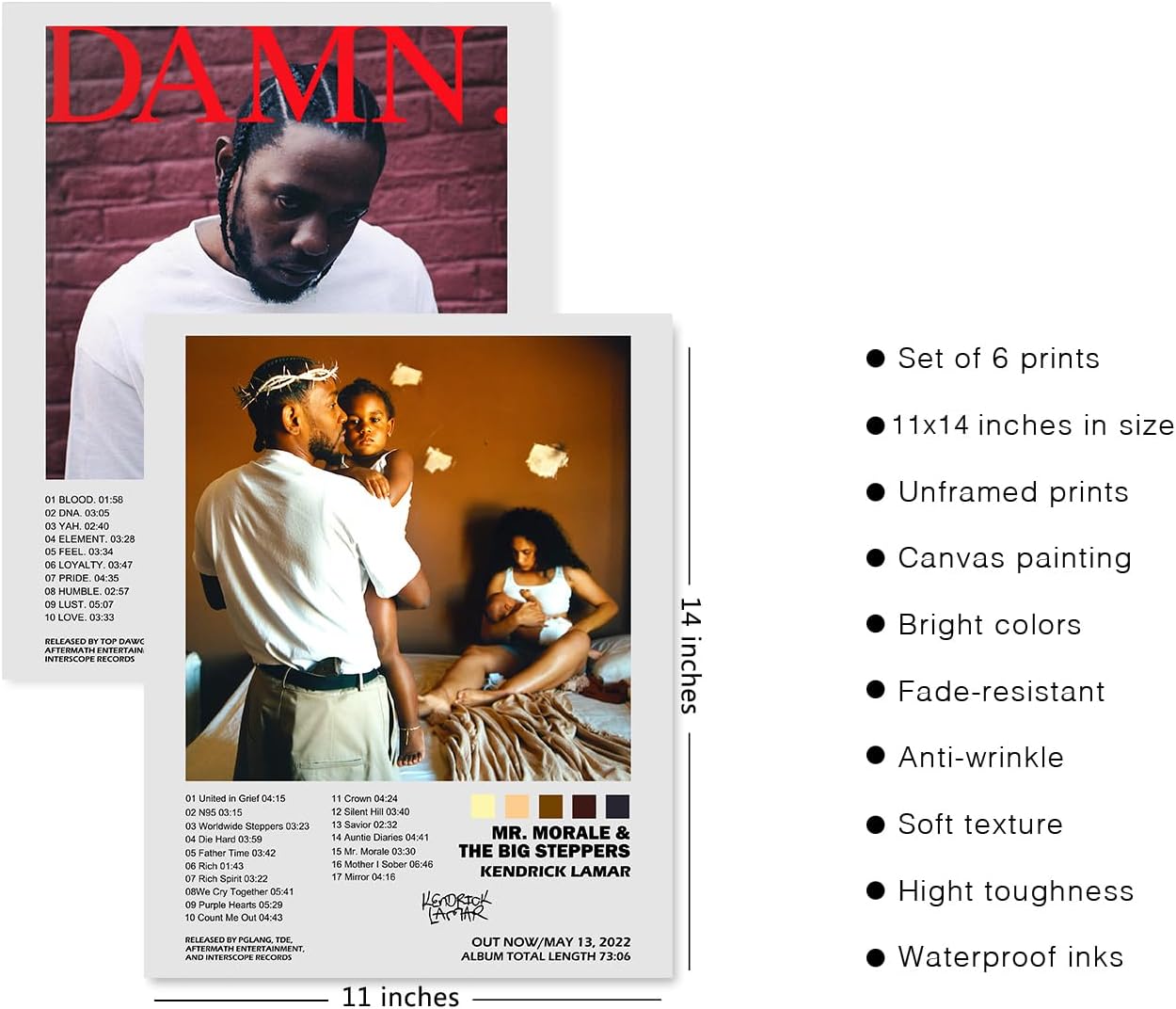 Kendrick Lamar – Póster de la cubierta del álbum de música firmado limitado, póster impreso estético para habitación, impresiones artísticas de