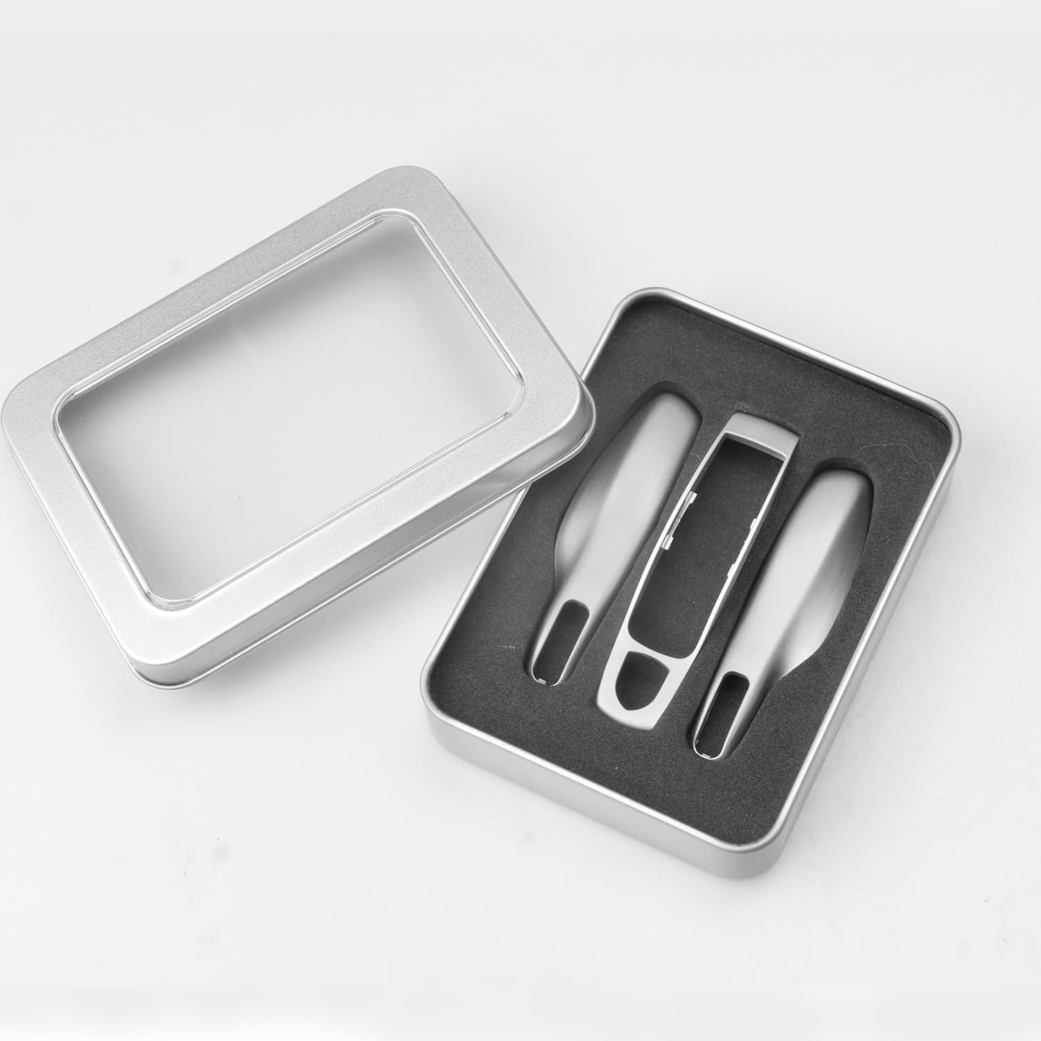 QBUC Funda para llavero Porsche, 3 piezas pintadas compatibles con Porsche Cayenne Panamera Macan 911 Boxter Cayman (gris plateado)
