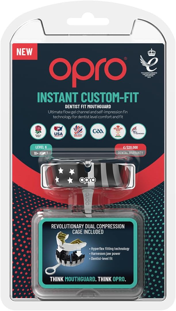 OPRO Protector bucal deportivo instantáneo a medida, protector bucal para dentista, revolucionaria tecnología de ajuste para máxima comodidad,