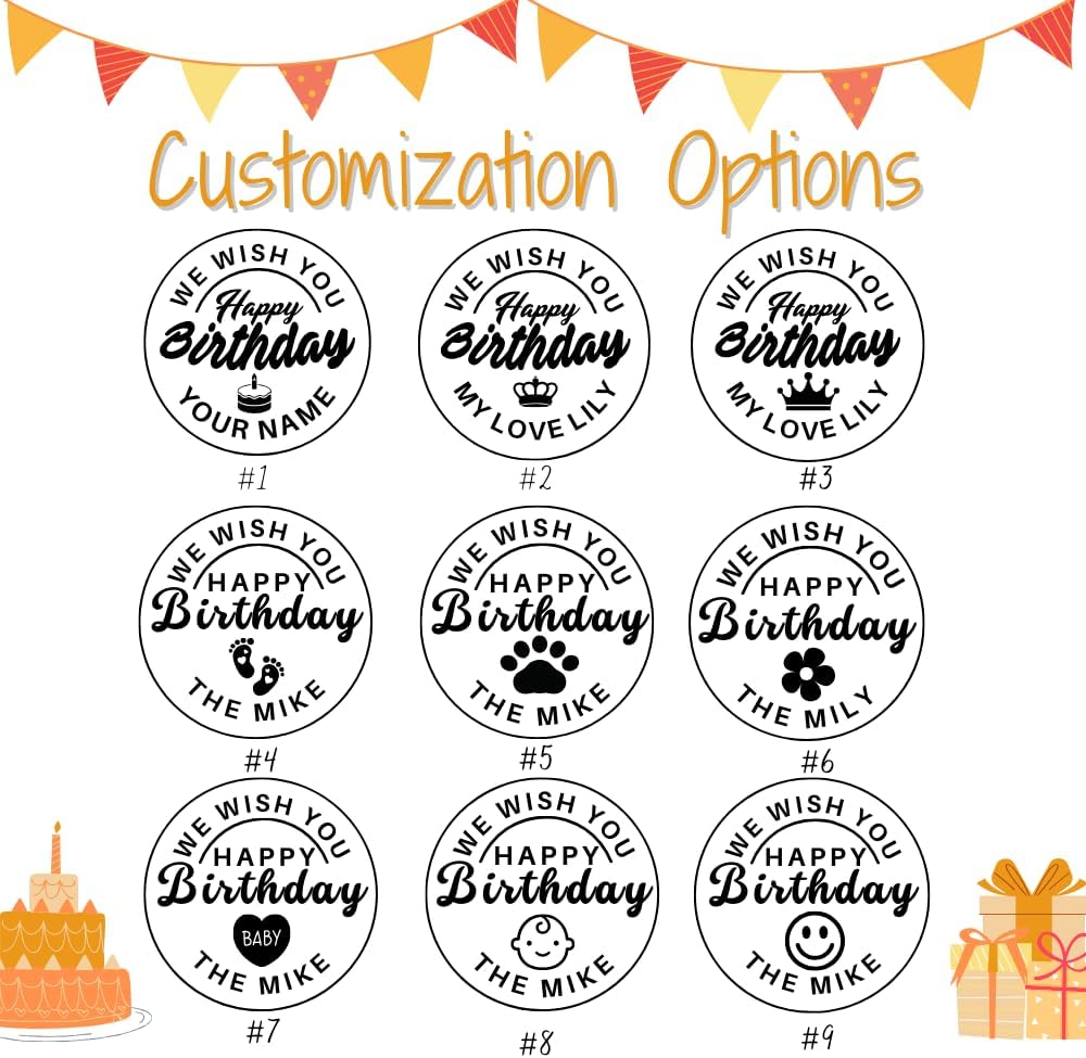 Orapink Sello de galletas de cumpleaños personalizado con tu apellido. Sello de cortador de galletas personalizado para hornear fondant, glaseado,