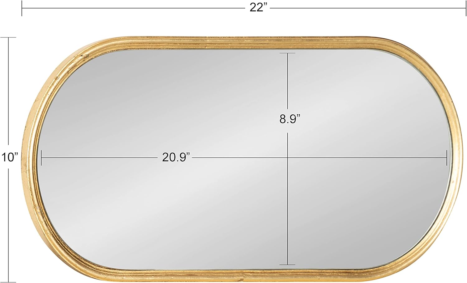 Kate and Laurel Caskill Glam – Juego de 3 espejos de pared, 10 x 22 pulgadas, color dorado, colección decorativa moderna de decoración de pared con