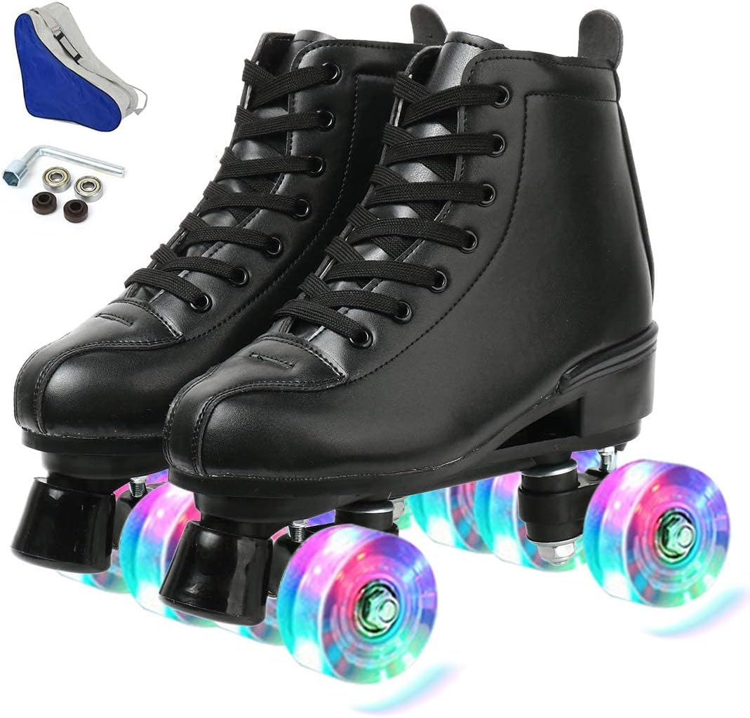 Patines clásicos de doble fila de piel para hombre y mujer