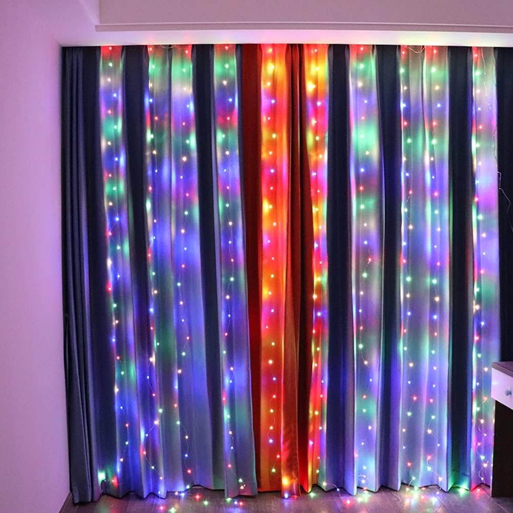 Taoke Guirnalda de luces de Navidad, 300 luces de cortina con carga USB, luces LED para interiores y exteriores, para Navidad, boda, fiesta, hogar,