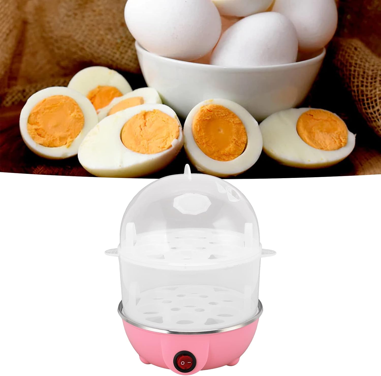 Olla rápida para huevos, olla eléctrica para huevos con capacidad para 14 huevos con taza medidora, caldera de huevos de polipropileno duradera con