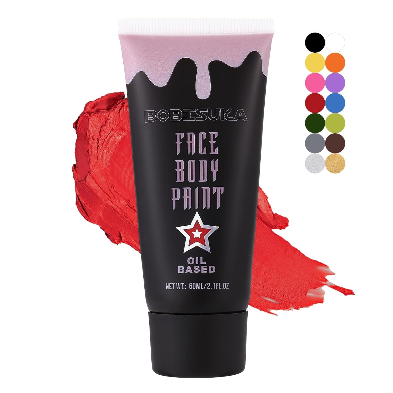 BOBISUKA Pintura facial roja, kit de pintura corporal en crema mezclable, negro ojo para deportes, pintura facial para payaso Joker Demon Devil