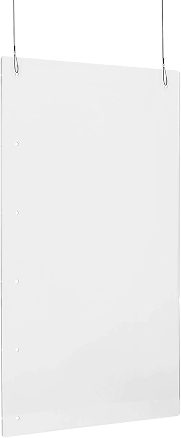 Flash Furniture Protector de acrílico transparente para colgar estornudos, panel de plástico para cajero, escritorio, mostrador y recepción