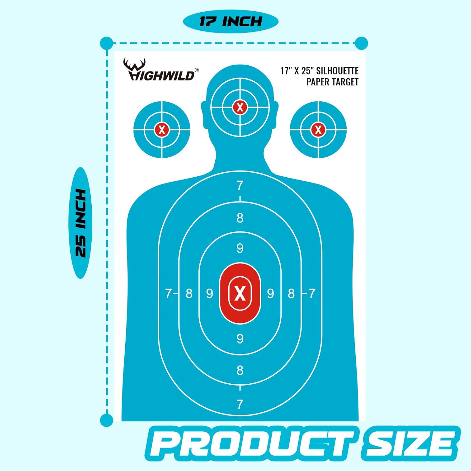 Highwild Papel de silueta para campo de tiro, 17 x 25 pulgadas, adecuado para pistolas, rifles, pistolas de aire, pistolas de aire comprimido