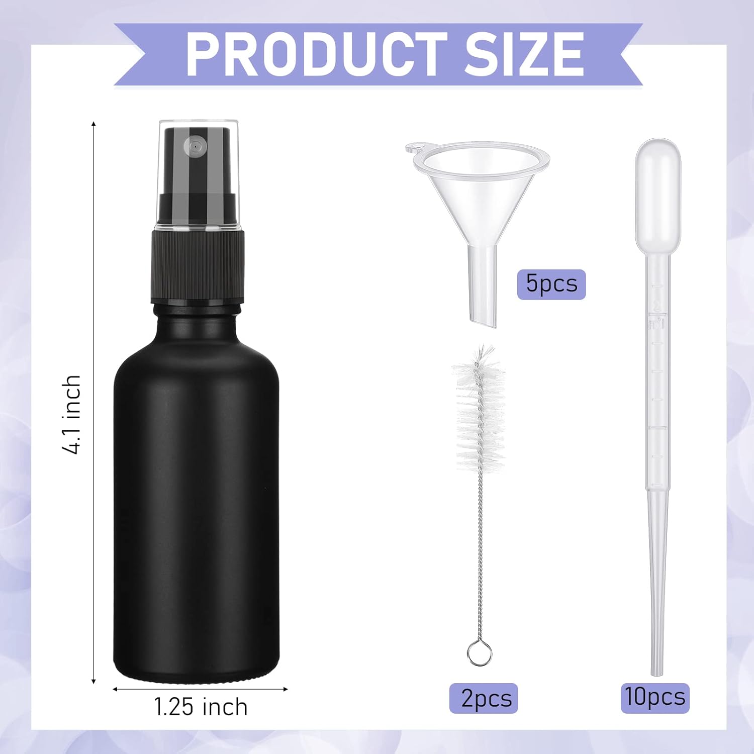 100 botellas de spray de vidrio de 2 onzas, botella de spray de niebla fina, botellas de aerosol cosméticas rellenables, botella pequeña vacía con