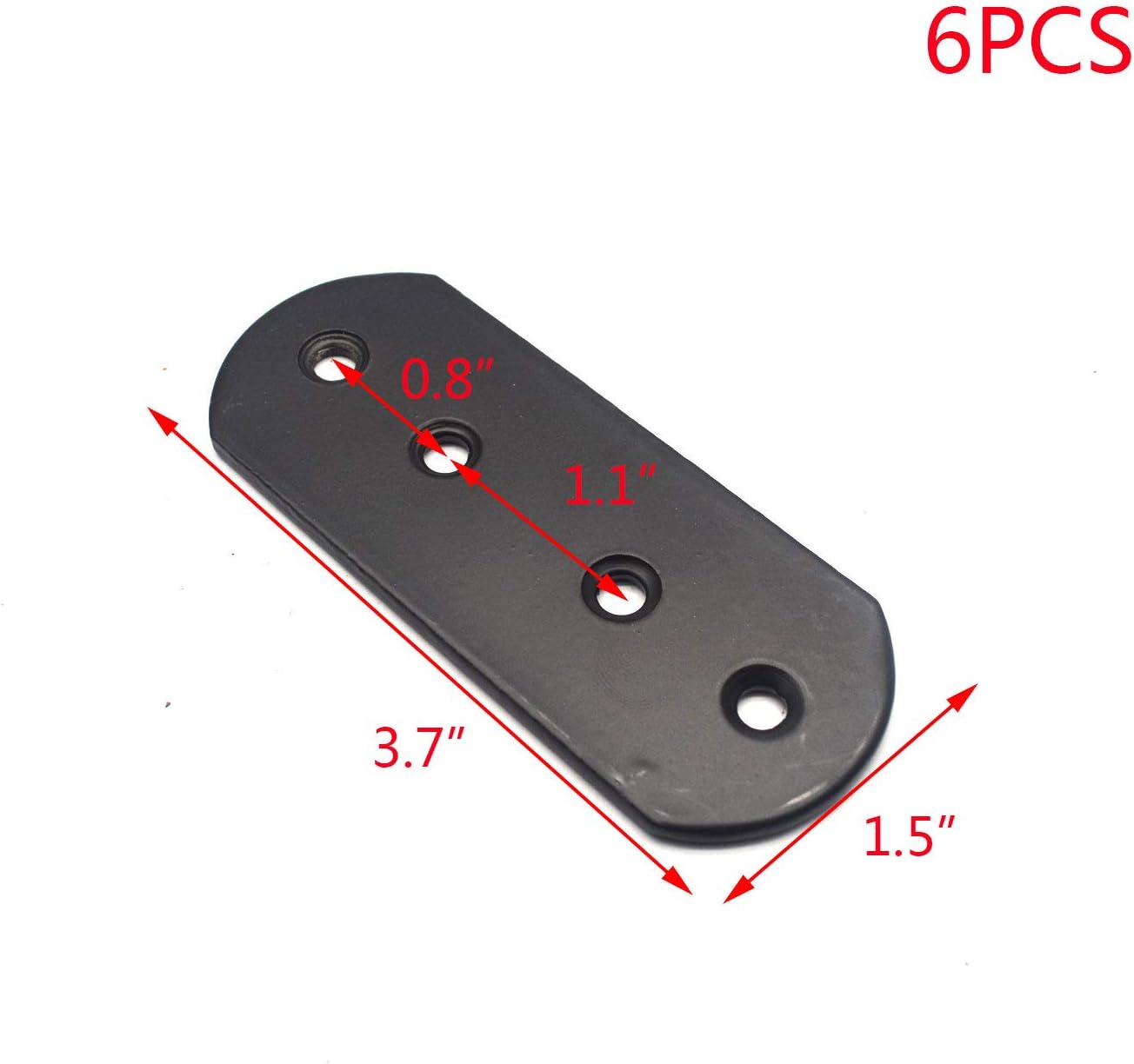 T Tulead Soportes planos de metal rectos de 4 agujeros negros de 3.7 x 1.5 pulgadas, 6 unidades con tornillos de montaje