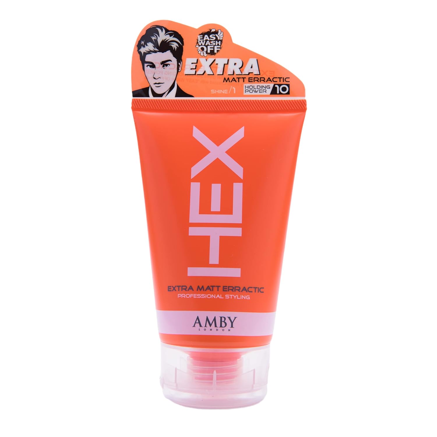 HEX Amby – Cera para el cabello para hombres, cera extra mate, Erractic, 3.5 onzas (3.53 oz) con fuerte sujeción duradera, acabado seco mate no