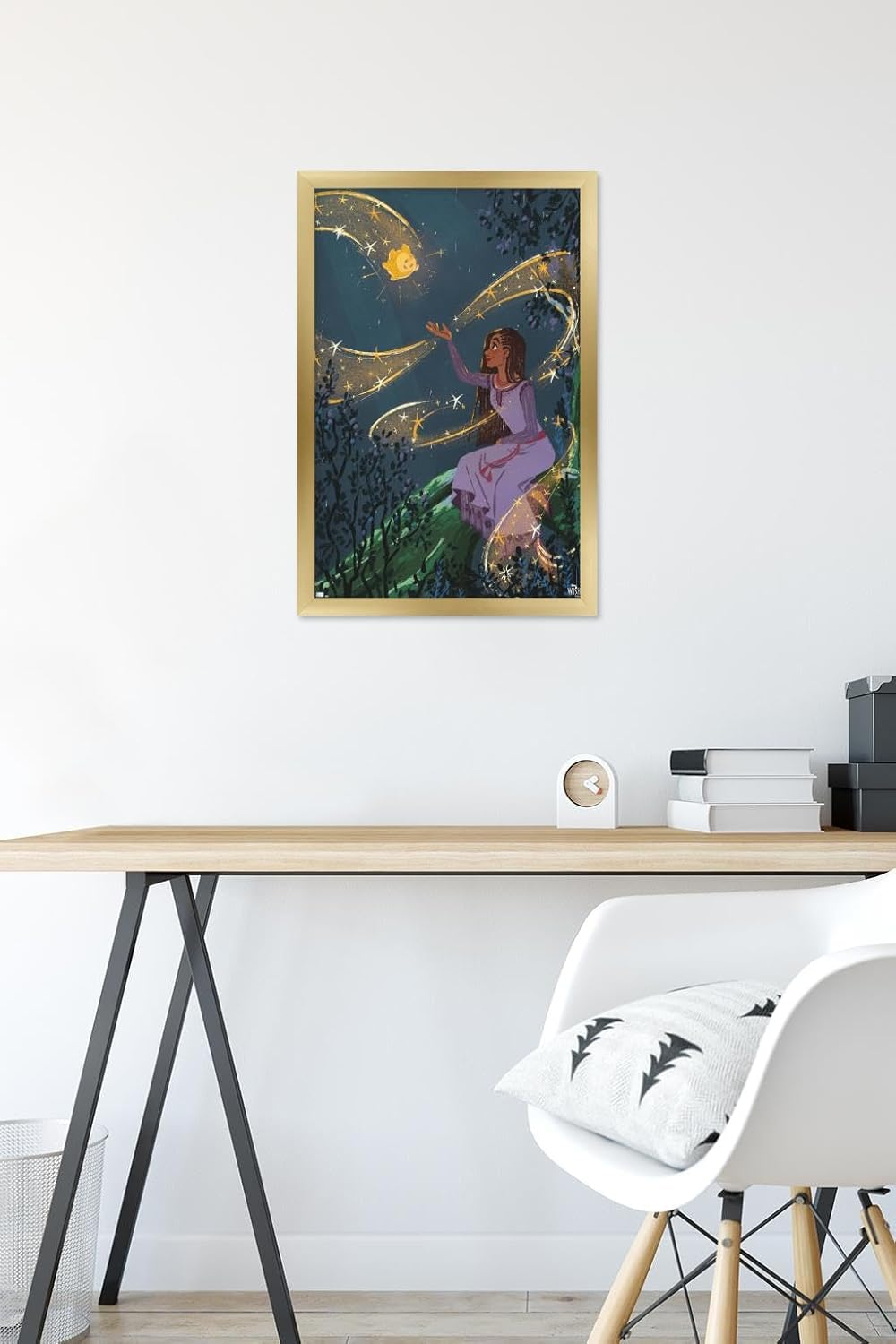Trends International Disney Wish – Póster de collage 2 (Asha & Star), póster de pared, 14.72 x 22.37 pulgadas, versión enmarcada en oro