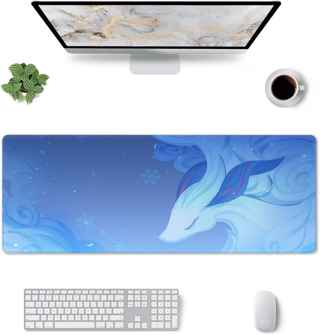 Genshin Game Impact Ganyu – Alfombrilla de mouse grande de goma antideslizante para suministros de oficina, computadoras, computadora de escritorio,