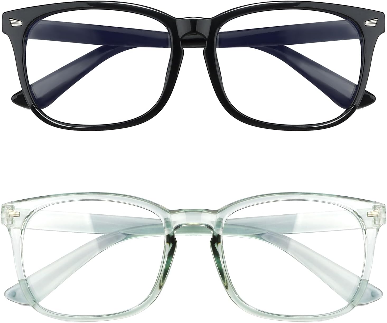 Gafas con filtro de luz azul, paquete de 2 lentes de luz azul para hombre, anteojos de luz azul para mujer, anteojos con luz azul para fatiga ocular