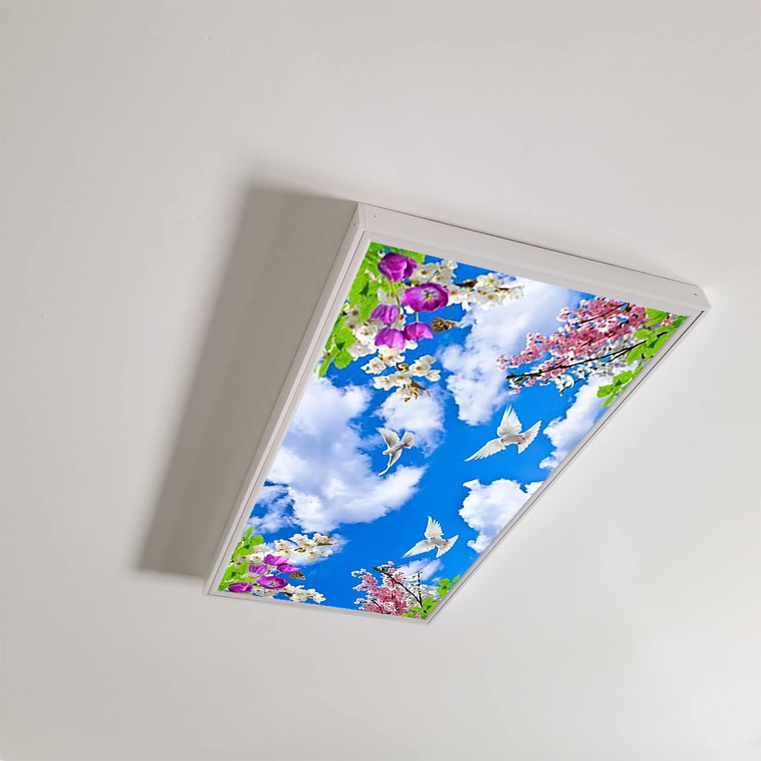 Cubiertas de luz fluorescente para decoración de oficina y aula, cielo y nubes, elimina el deslumbramiento intenso y los dolores de cabeza, filtro