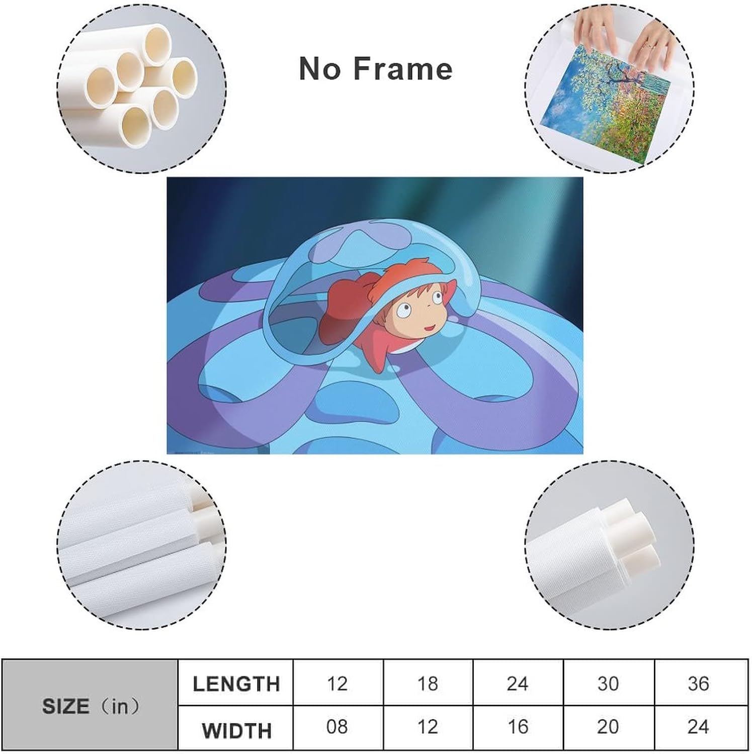 Ponyo on The Cliff – Pósteres estéticos kawaii de películas de anime, decoración de dormitorio infantil (2) pinturas artísticas en lienzo,
