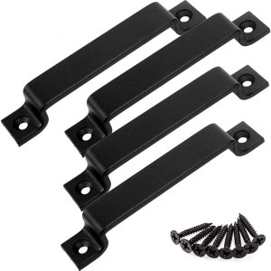 Tirador de manija de puerta corrediza de granero de 6-12 pulgadas, paquete de 4 manijas de acero negro para puertas correderas de granero, puertas Tirador de manija de puerta corrediza de granero de 6-12 pulgadas, paquete de 4 manijas de acero negro para puertas correderas de granero, puertas