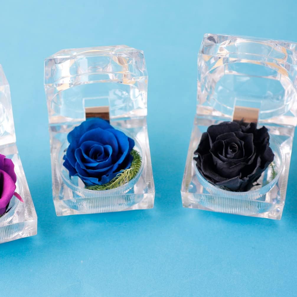 Gadpiparty Rosa preservada en una caja, regalo de rosa eterna en cúpula de cristal con cinta preservada para aniversario, cumpleaños, día de San