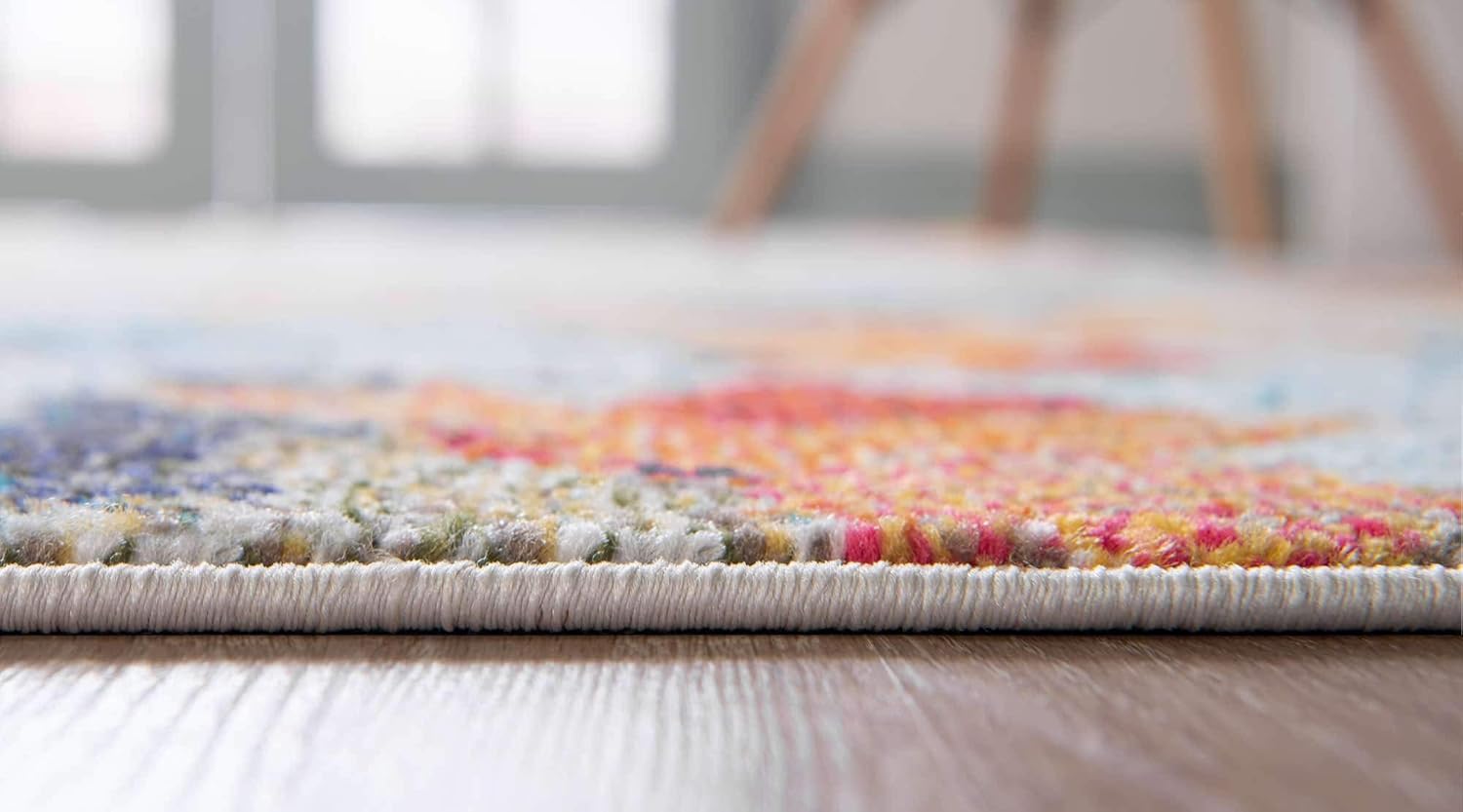 Tapete Unique Loom colección Jardin para múltiples áreas, abstracta, vibrante, Polipropileno, MulticolorAmarillo
