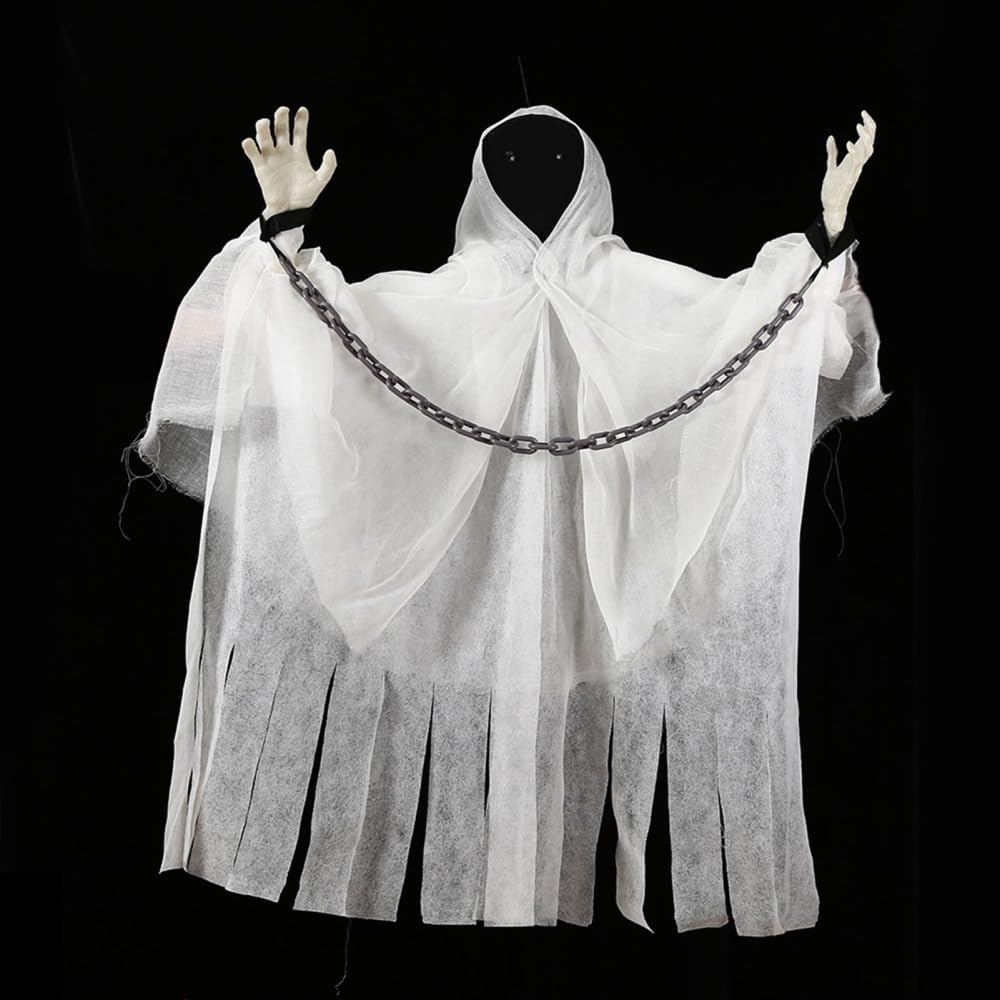 Fantasma colgante de miedo sin rostro, fantasma sin rostro, bata de terror blanca, accesorios de diseño de escena de Halloween, espeluznante