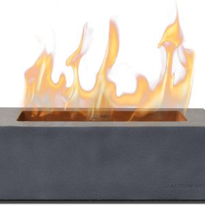 Kante Chimenea rectangular de mesa de 11.8 pulgadas de largo, chimenea de mesa de hormigón, cuenco portátil con alcohol para frotar para interiores Kante Chimenea rectangular de mesa de 11.8 pulgadas de largo, chimenea de mesa de hormigón, cuenco portátil con alcohol para frotar para interiores