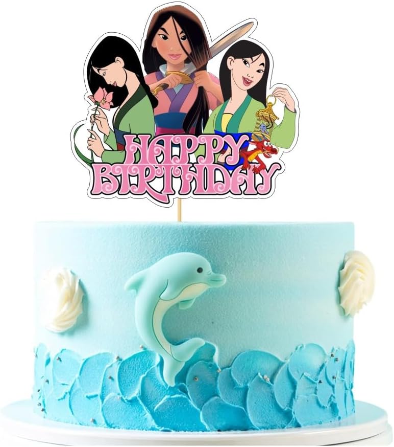 Mulan – Decoraciones de fiesta de cumpleaños con 25 piezas de decoración para pasteles y cupcakes para suministros de fiesta de cumpleaños de Mulan