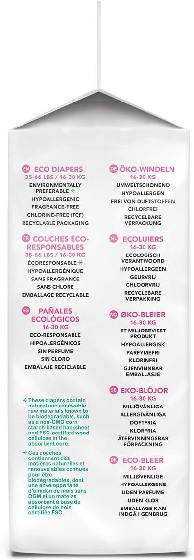 ATTITUDE Pañales no tóxicos, ecológicos, hipoalergénicos, seguros para pieles sensibles, sin cloro, sin fugas y biodegradables, sin fragancia,