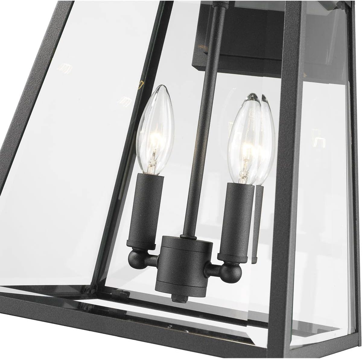 Z-Lite 521M-BK Broughton – Aplique de pared para exteriores de 2 luces en estilo artesano, 17.5 pulgadas de alto y 10.25 pulgadas de ancho,