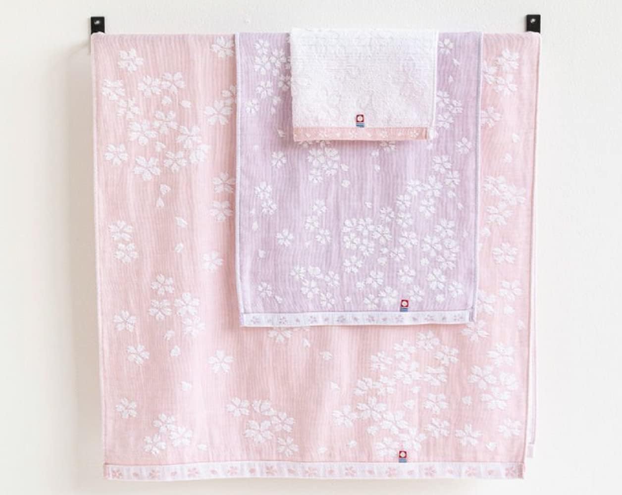 Imabari Towel Toalla de mano rosa de gasa suave con certificado de marca de cerezo y pelo, juego de 2 sábanas que viene con toalla de microfibra