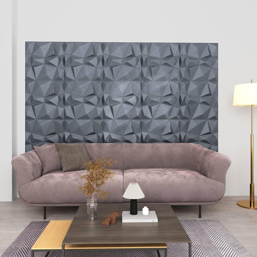 CHARMMA Paneles de pared 3D 48 piezas 19.7″x19.7″ Gris Diamante 129.2 ft-3538