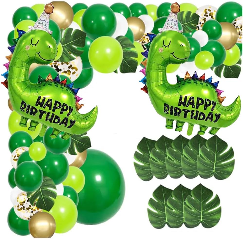 Globos grandes de aluminio de dinosaurio verde, 2 globos de decoración de cumpleaños de 35 pulgadas, globos de decoración de cumpleaños para niños,