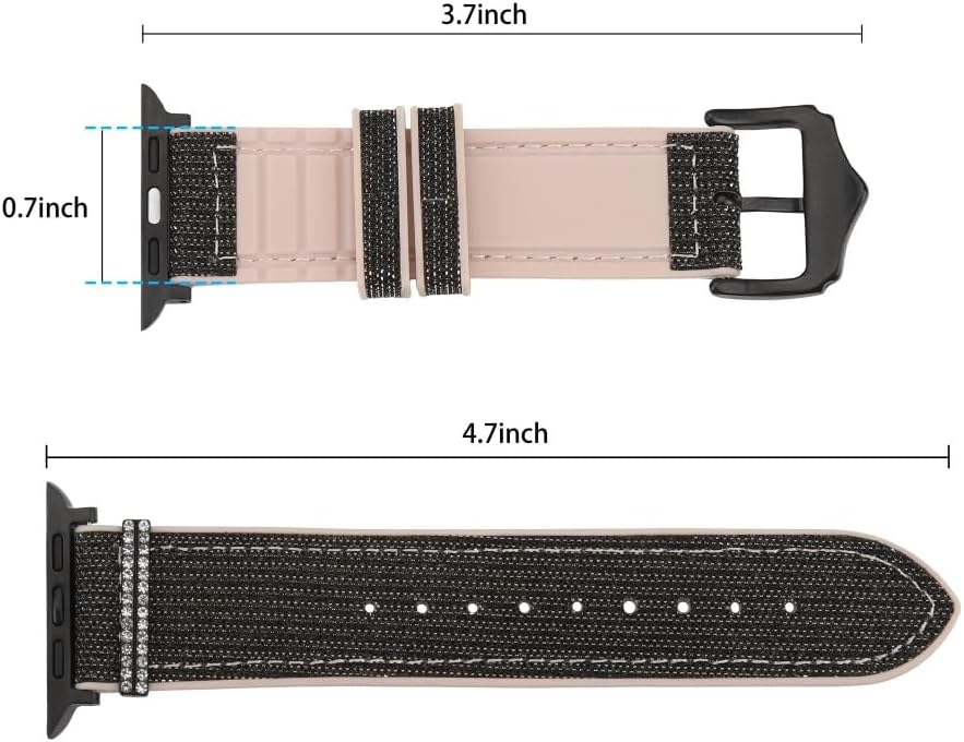 Funda de silicona brillante compatible con Apple Watch Band de 1.496 pulgadas, 1.575 pulgadas, 1.614 pulgadas, 1.654 pulgadas, 1.732 pulgadas, 1.772