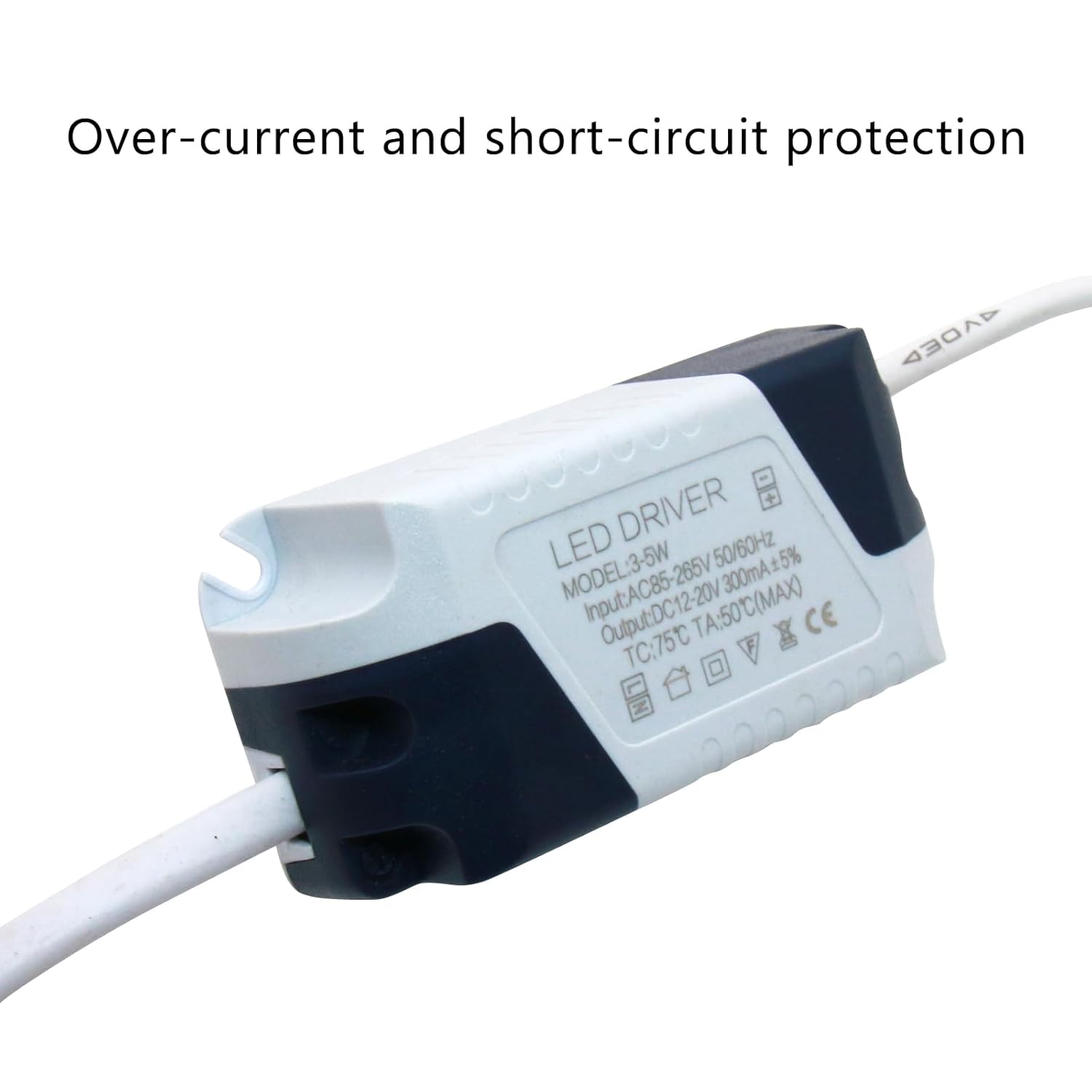 3  5W LED Driver 300mA Corriente constante de alta potencia AC 85-265V Salida 12-18V DC Conector hembra con clip Fuente de alimentación externa