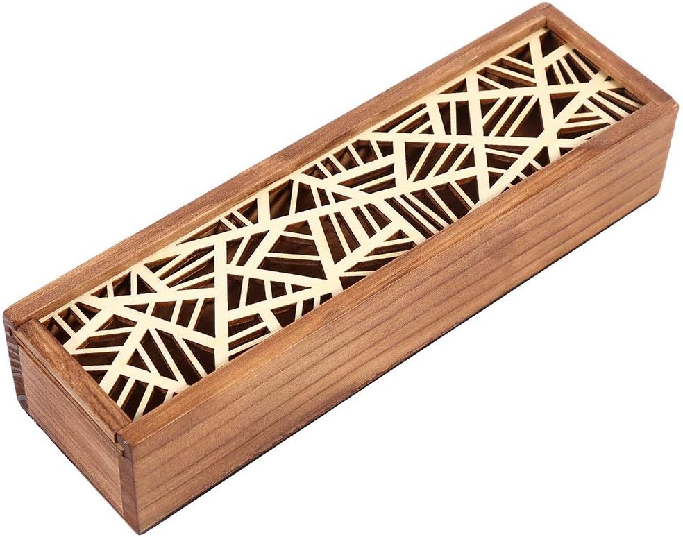 Estuche de madera para lápices, caja de almacenamiento con tapa deslizante de madera vintage, cajas de regalo de recuerdo para pasatiempos