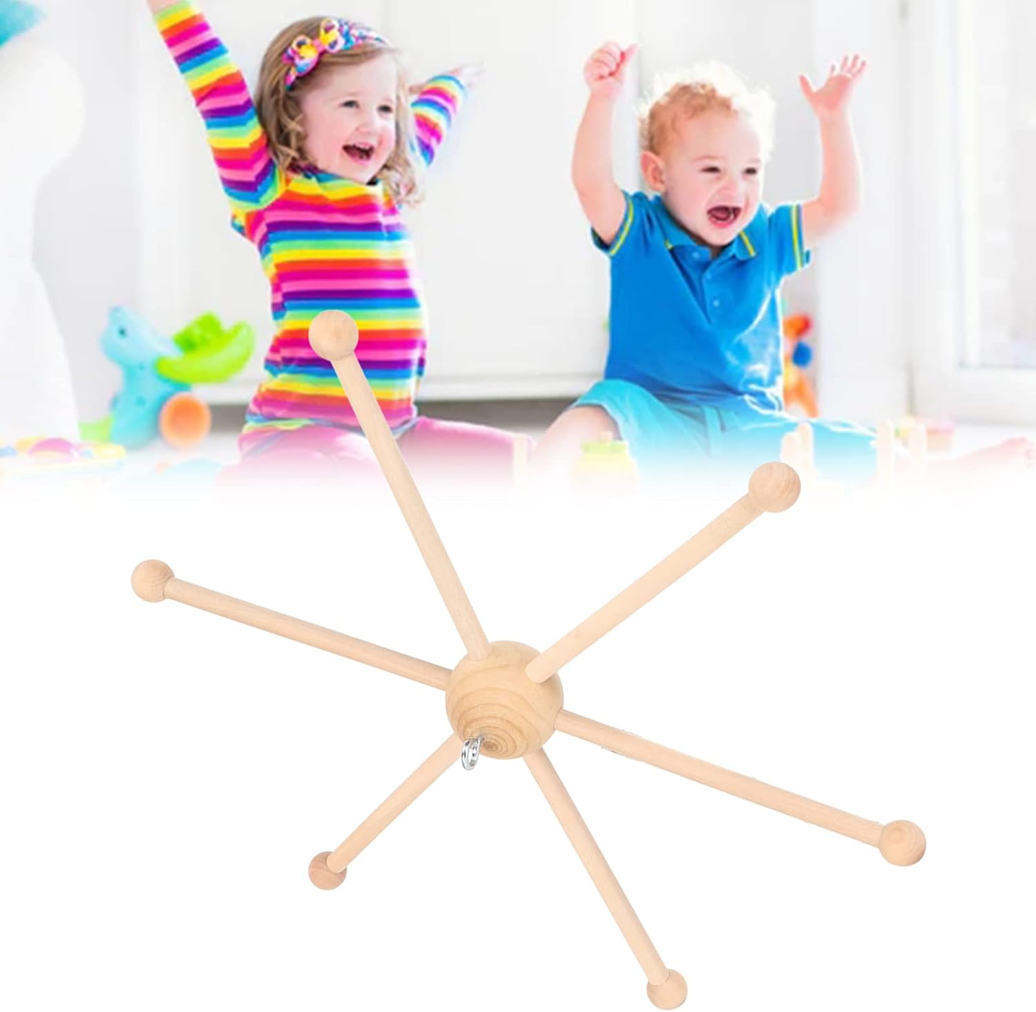 Colgador de cuna de bebé  Percha móvil de madera para colgar móvil de madera, marco colgante de cama, juguete de decoración de cama para campanilla
