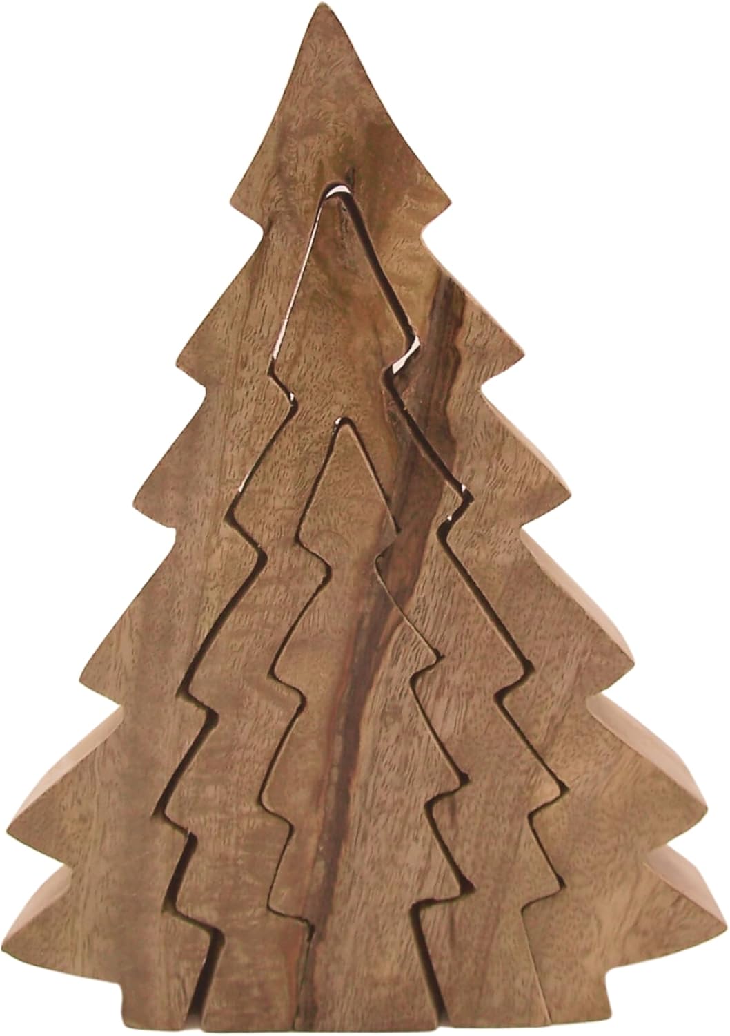 Árbol de madera 3D de 3 piezas con esmalte blanco, decoración navideña independiente, decoración navideña, 8 pulgadas