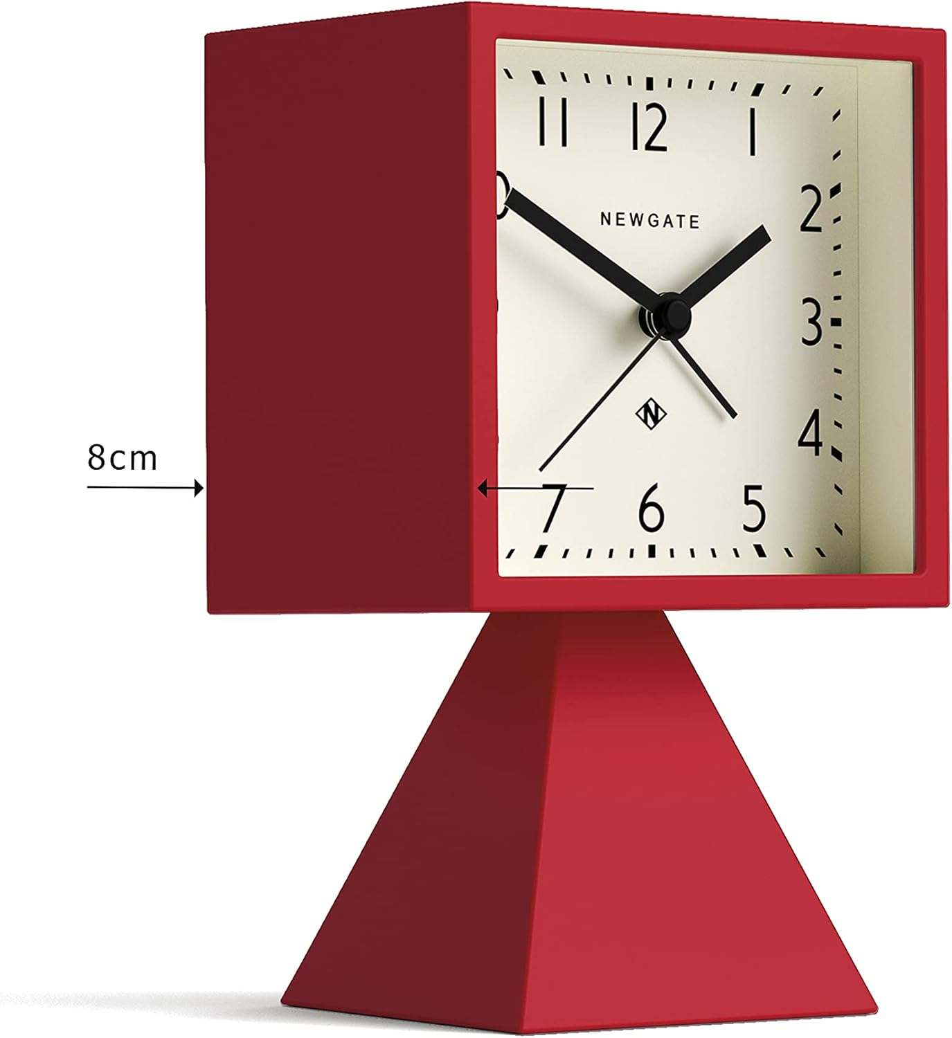 NEWGATE Brian Retro – Reloj despertador de escritorio, reloj despertador cuadrado, analógico, sin tictac, reloj despertador pequeño, esfera árabe,
