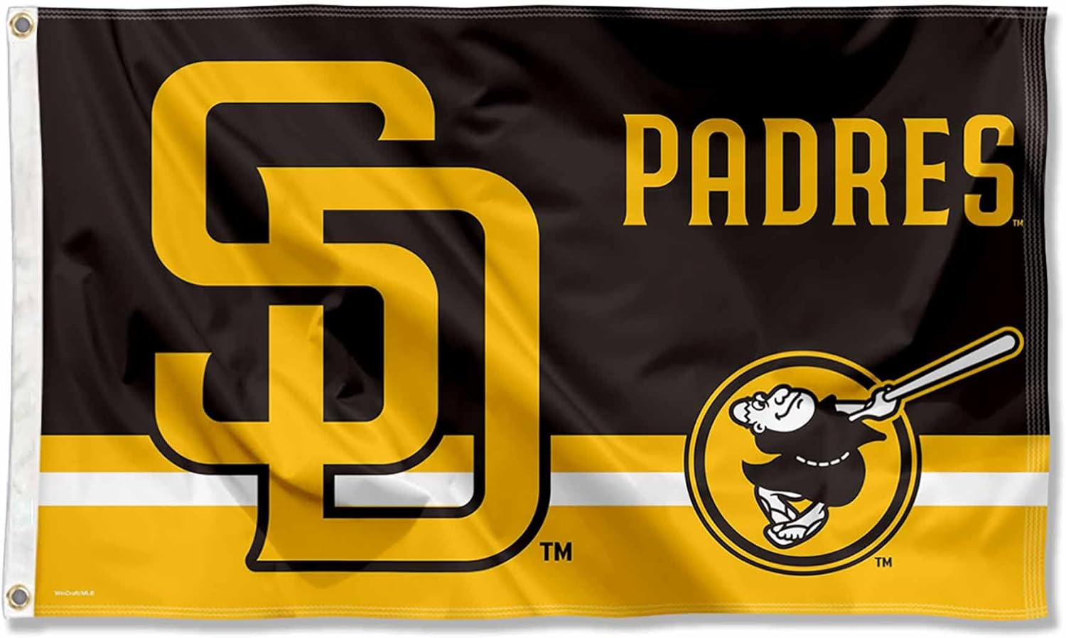 Bandera de San Diego Padres Logo Insignia de 3 x 5 pies con ojal