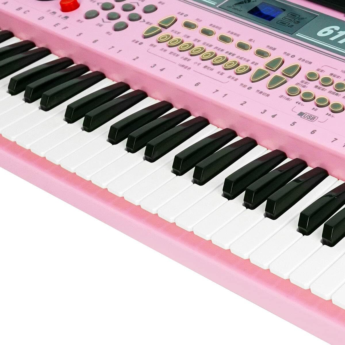 iMeshbean – Piano de teclado eléctrico para niños de 24 pulgadas, piano de 61 teclas, piano electrónico con micrófono, teclado de música, piano para