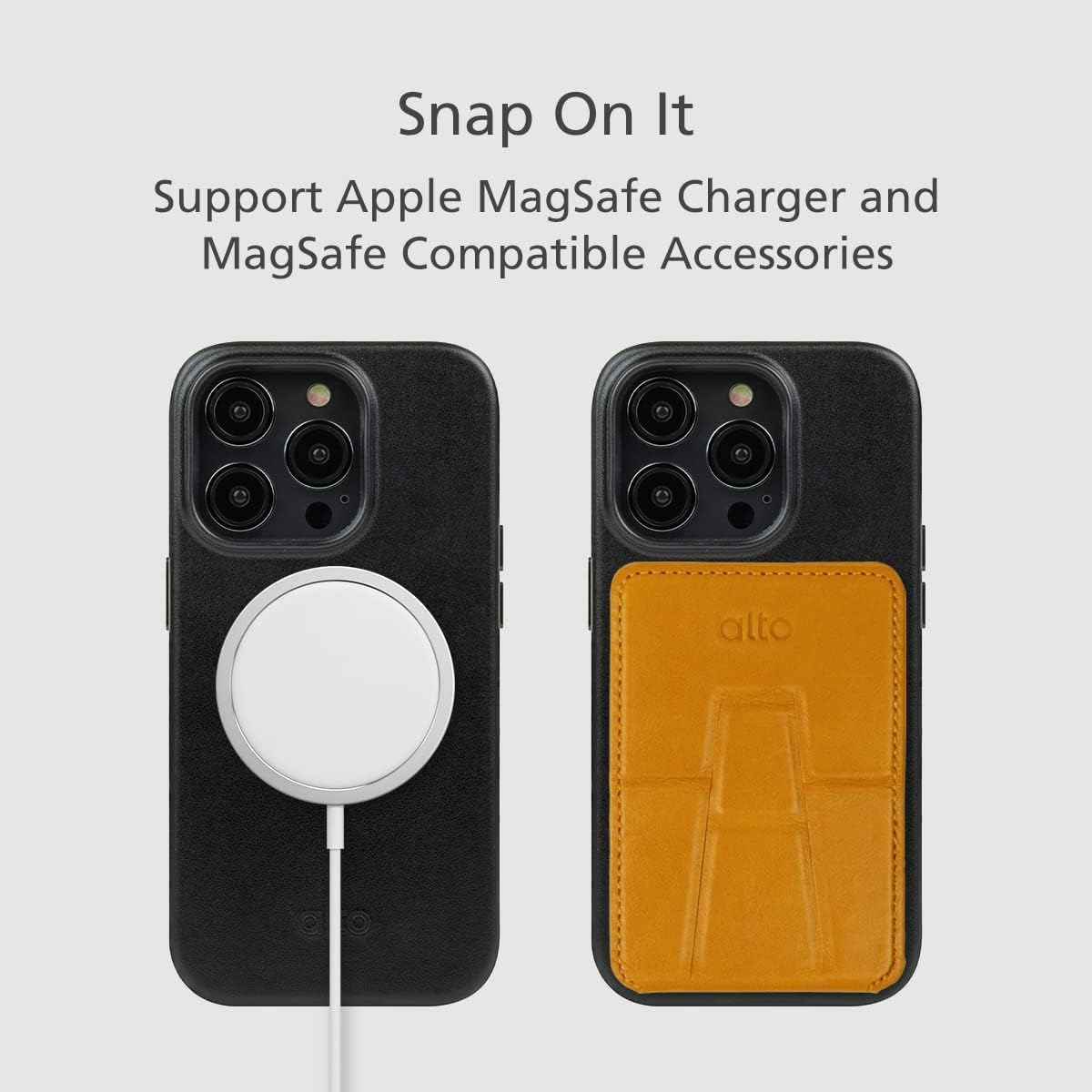 alto Funda magnética de cuero diseñada para iPhone 14 Pro y MagSafe, serie CLOP funda protectora contra caídas de cuero italiano de primera calidad