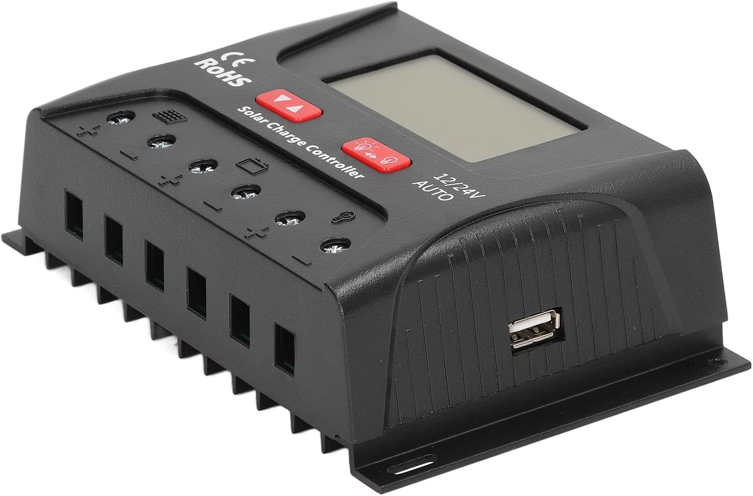Controlador solar, Controlador solar, 40A Controlador de cargador solar PWM de 3 etapas, Panel solar 12V24V, Controladores de energía renovable