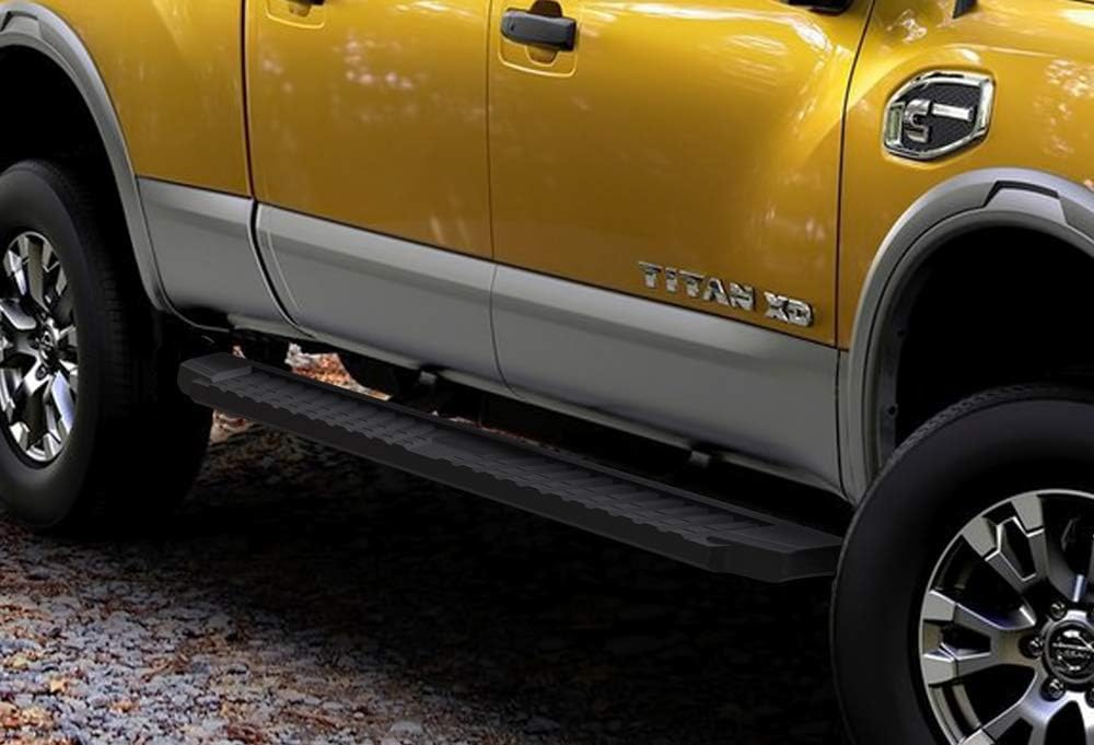 APS Estribos Nerf estilo moldeado por soplado negro compatibles con Nissan Titan 2004-2024 Crew Cab (excluye modelos 2016) y Titan XD 16-24