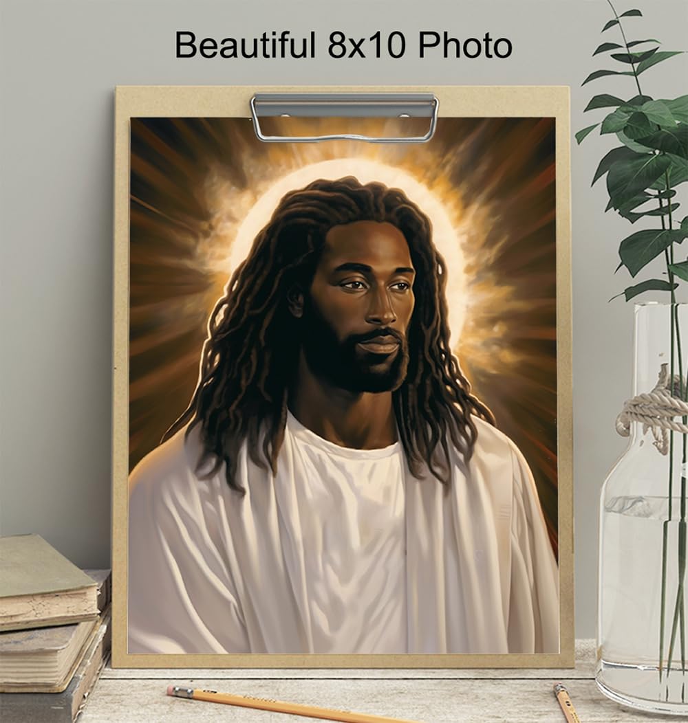Jesus Wall Decor for Black Men – Christian Wall Art Jesus Poster for Women – Bible Verse Black Art Man cave Decor – masculine Religious Wall Art –